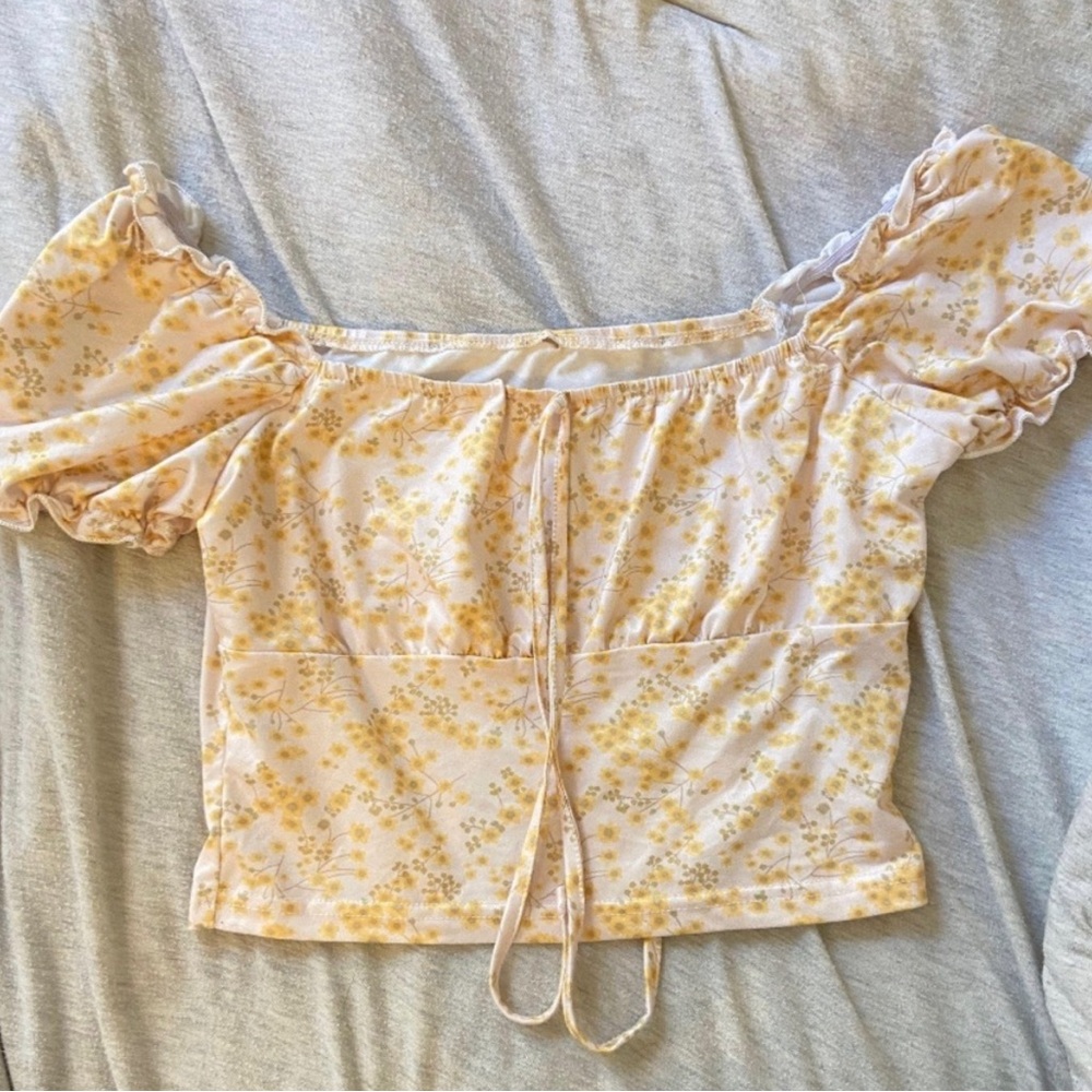 Shein Yellow Floral Crop Top
